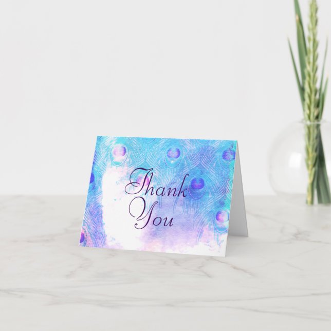 Abstrakter Pfau, Wasserfarbe Danke, Karten (Vorderseite)