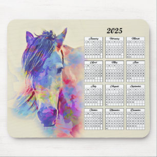 abstrakter Pferdekalender 2025 Mousepad