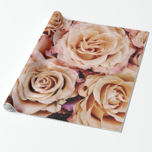 Abstrakter Pfirsich-FarbRosen-Garten-elegantes Geschenkpapier