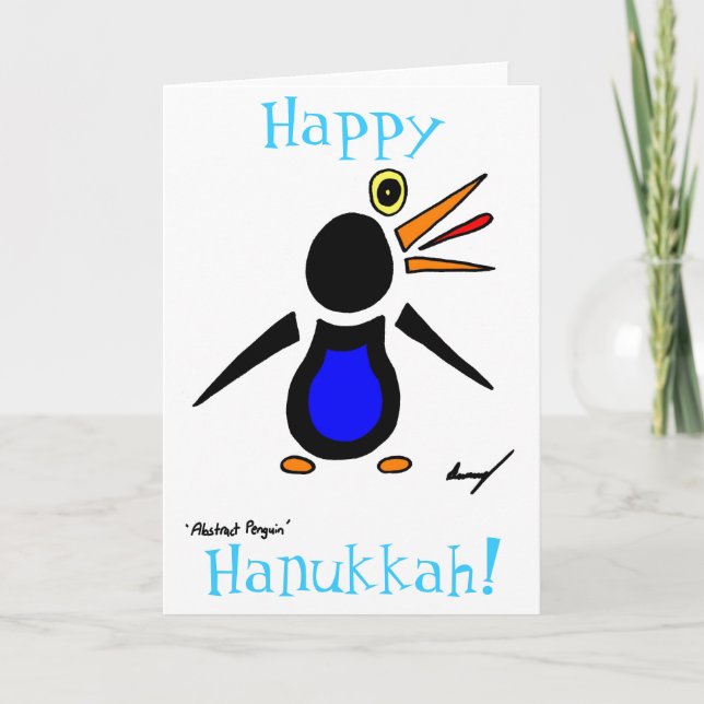 Abstrakter Pinguin "Happy Hanukkah!"Karte Feiertagskarte (Vorderseite)