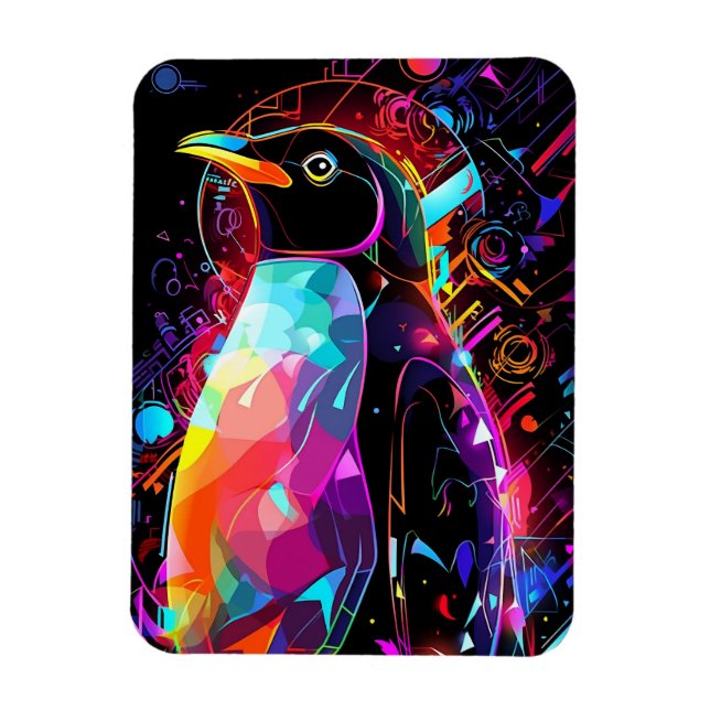 Abstrakter Pinguin mit hellen Farben Magnet (Vertikal)