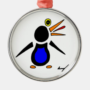 Abstrakter Pinguin-Runddekor Silbernes Ornament