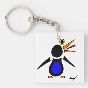 Abstrakter Pinguin Square Acrylischer Schlüsselanh Schlüsselanhänger