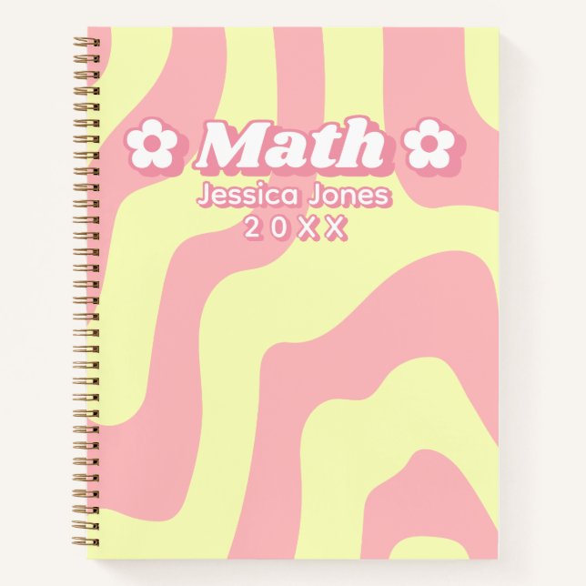 Abstrakter Pink Yellow Lines Schulfach Notizbuch (Vorderseite)