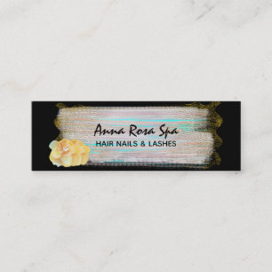 *~* Abstrakter Pinselstrich Gold Glitzer Streifen Mini Visitenkarte