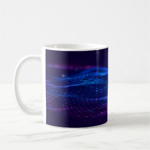 Abstrakter Polygonraum mit dunklem Poly-Hintergrun Kaffeetasse