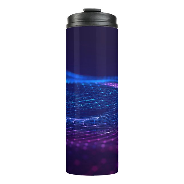 Abstrakter Polygonraum mit dunklem Poly-Hintergrun Thermosbecher (Vorderseite)