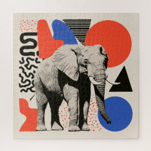 Abstrakter Pop-Art-Elefant mit geometrischen Forme