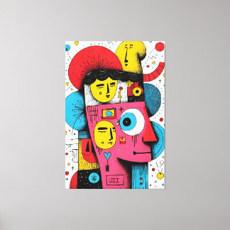 Abstrakter Pop Kunstfedern - surrealer Doodle-Ausd Leinwanddruck