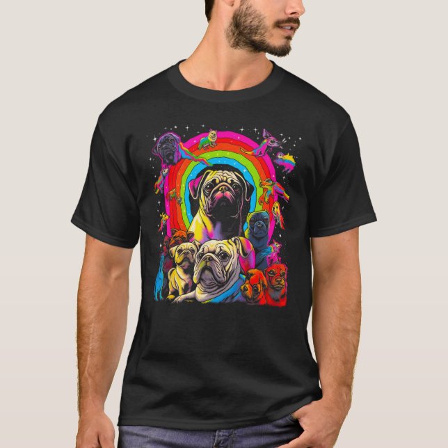 Abstrakter Pop-Mops-Hund T-Shirt (Vorderseite)