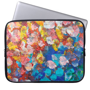 Abstrakter Punktstrich mit Pinselstrich, Acryl und Laptopschutzhülle