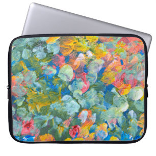Abstrakter Punktstrich mit Pinselstrich, Acryl und Laptopschutzhülle