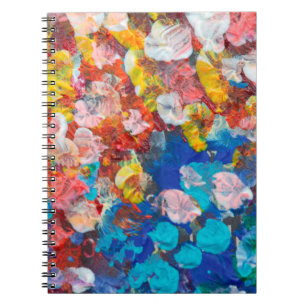 Abstrakter Punktstrich mit Pinselstrich, Acryl und Notizblock