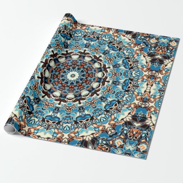 Abstrakter quadratischer Hintergrund. Rundmandalas Geschenkpapier (Ungerollt)