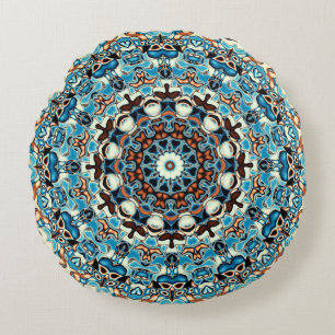 Abstrakter quadratischer Hintergrund. Rundmandalas Rundes Kissen