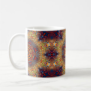 Abstrakter quadratischer Hintergrund. Symmetrische Kaffeetasse