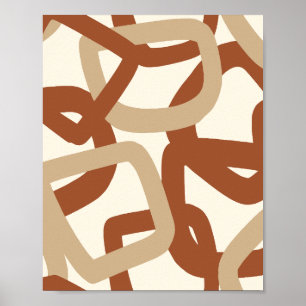 Abstrakter quadratischer Wirrwarr Erdig Neutrale G Poster