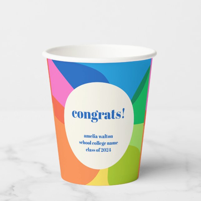 Abstrakter Rainbow Custom Abschluss Herzlichen Glü Pappbecher (Vorderseite)