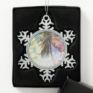 Abstrakter Rainbow Palm Tree auf der Isla Saona Ka Schneeflocken Zinn-Ornament