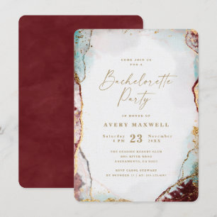 Abstrakter Red Aqua & Gold Winter Junggeselinnen-A Einladung