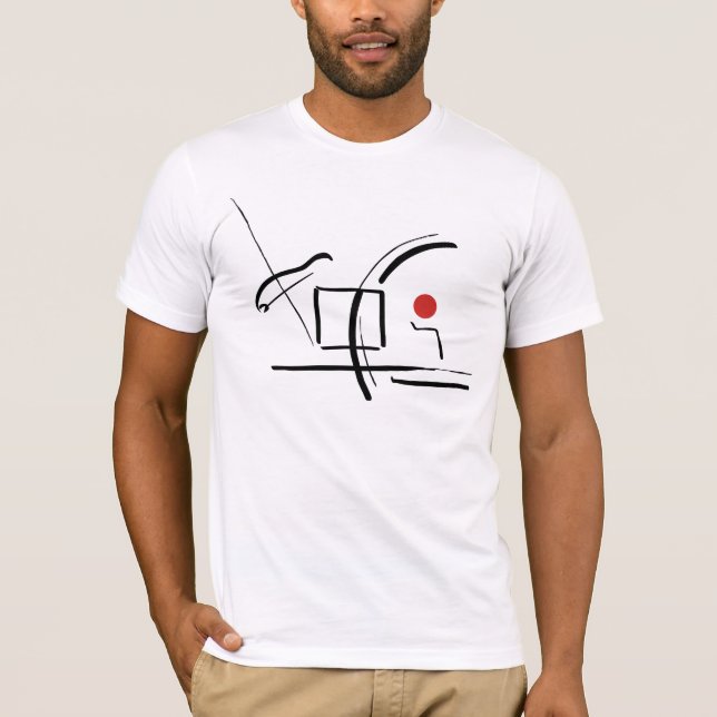 Abstrakter Red Ball & Lines Zeichnend T - Shirt (Vorderseite)