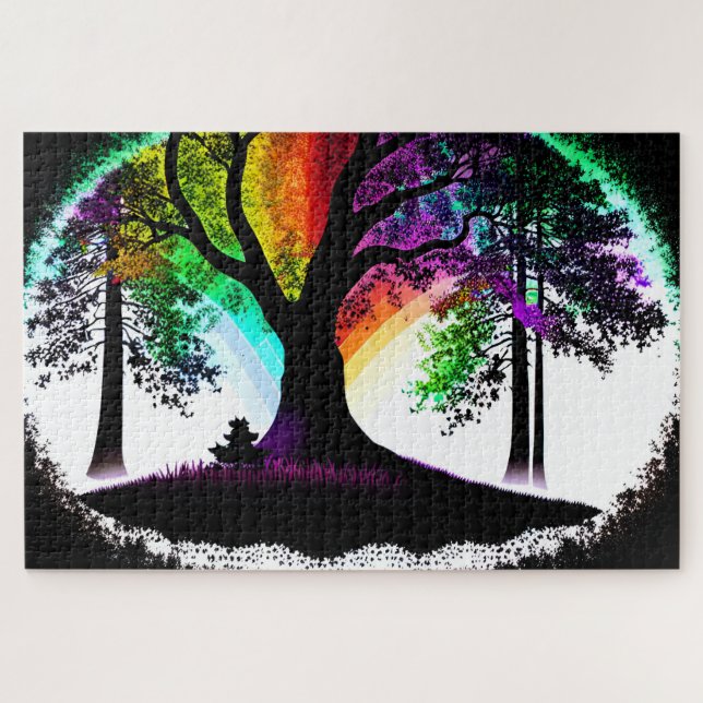 Abstrakter Regenbogen Eukalyptus Tree Weißer Hinte (Horizontal)