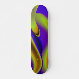Abstrakter Regenbogen in Gelb, lila und Blau Skateboard
