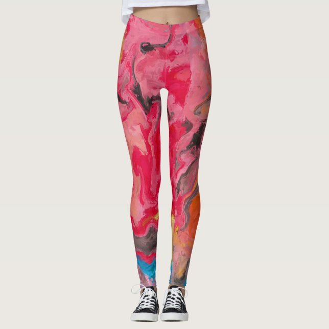 Abstrakter Regenbogen Leggings (Vorderseite)