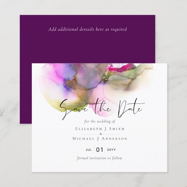 Abstrakter Regenbogen Lila Hochzeit (Vorne/Hinten)