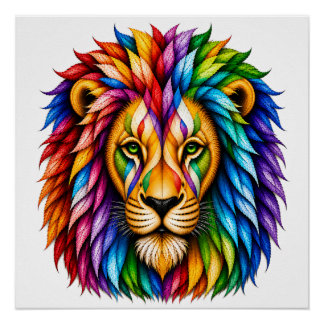 Abstrakter Regenbogen-Löwe Kunst-Design Poster