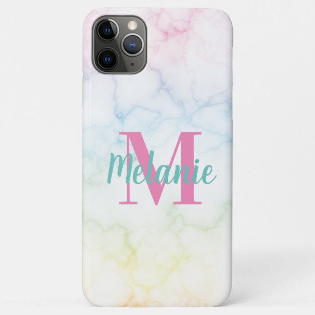 Abstrakter Regenbogen Marmor Rosa Gelb Case-Mate iPhone Hülle (Rückseite)