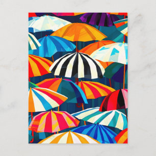 Abstrakter Regenbogen Strand Umbrella Ankündigungspostkarte
