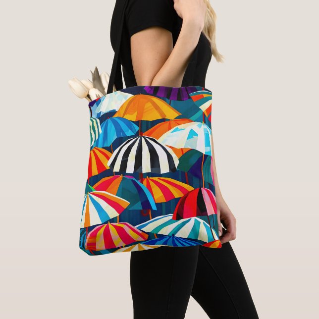 Abstrakter Regenbogen Strand Umbrella Tasche (Von Nahem)