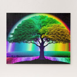 Abstrakter Regenbogenbaum Silhouette Art