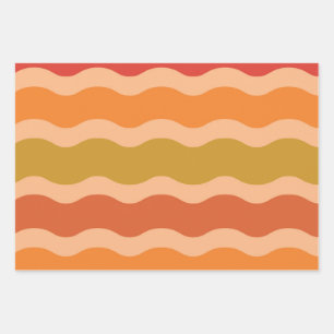 Abstrakter Retro-70er mit frischen Wellen Geschenkpapier Set