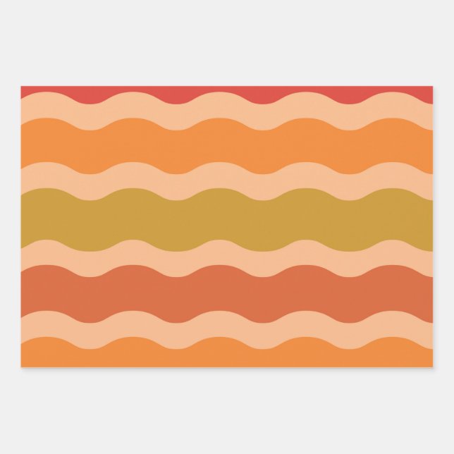 Abstrakter Retro-70er mit frischen Wellen Geschenkpapier Set (Vorderseite)