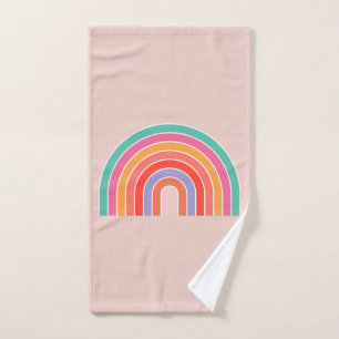 Abstrakter Retro-farbiger Regenbogen Badhandtuch Set