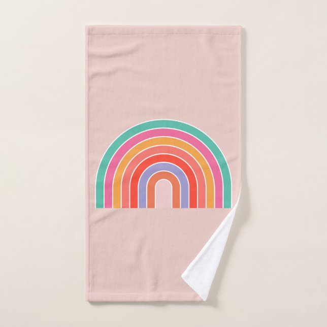 Abstrakter Retro-farbiger Regenbogen Badhandtuch Set (Handtuch)