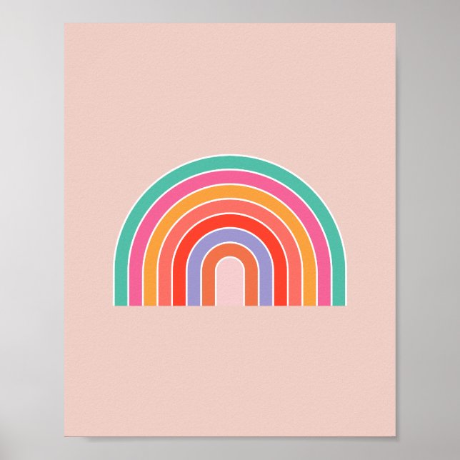 Abstrakter Retro-farbiger Regenbogen Poster (Vorne)