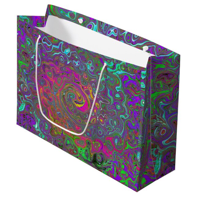 Abstrakter Retro-Flüssig-Swirl, schlaff Große Geschenktüte (Vorderseite Schrägansicht)