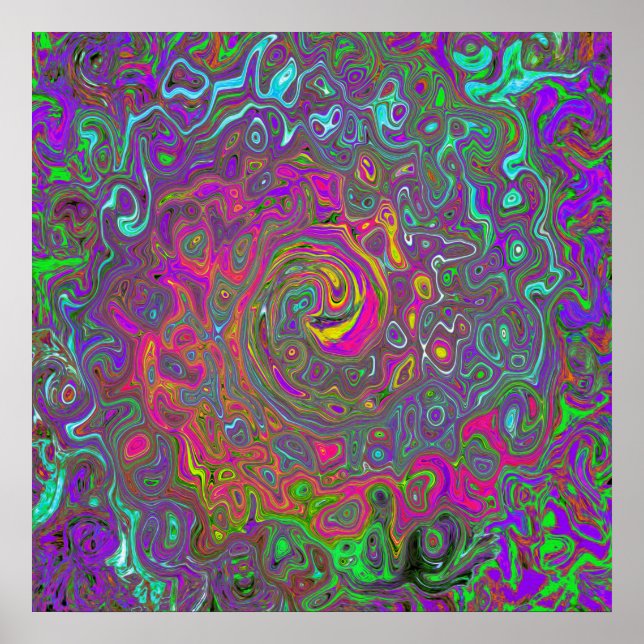 Abstrakter Retro-Flüssig-Swirl, schlaff Poster (Vorne)