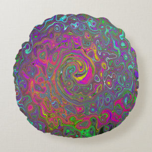 Abstrakter Retro-Flüssig-Swirl, schlaff Rundes Kissen