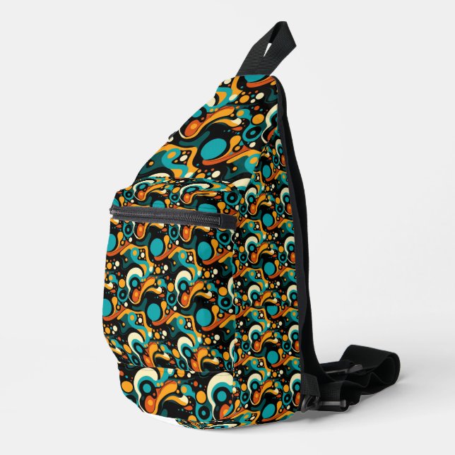 Abstrakter Retro-Funk Crossbody Bag (Rechte Ecke)