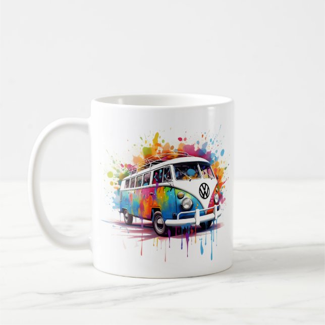 abstrakter Retro-Hippie-van Kaffeetasse (Links)