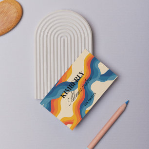 Abstrakter Retro Orange Blue Wavy Strip Fett moder Visitenkarte