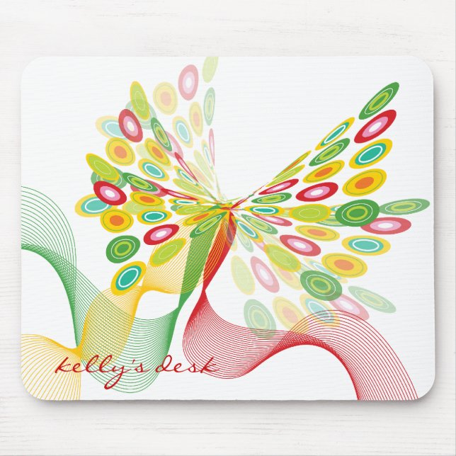 Abstrakter Retro Punkt-moderne Kunst-Schmetterling Mousepad (Vorne)