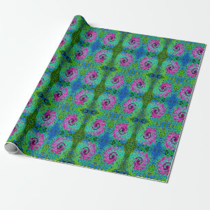 Abstrakter Retro-Swirl in Pink und Blau Groovy Geschenkpapier