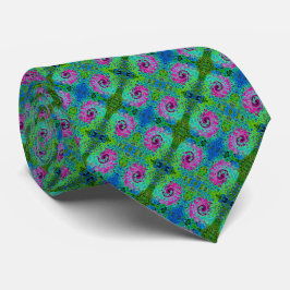 Abstrakter Retro-Swirl in Pink und Blau Groovy Krawatte