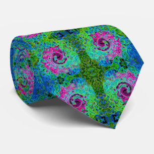 Abstrakter Retro-Swirl in Pink und Blau Groovy Krawatte