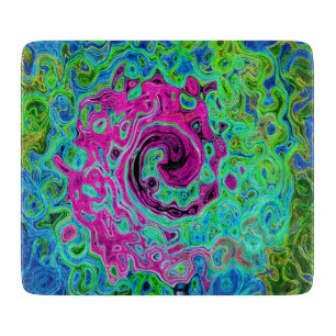 Abstrakter Retro-Swirl in Pink und Blau Groovy Schneidebrett